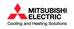 Technician servicing Mitsubishi Electric HVAC system at Blue Collar HVAC shop